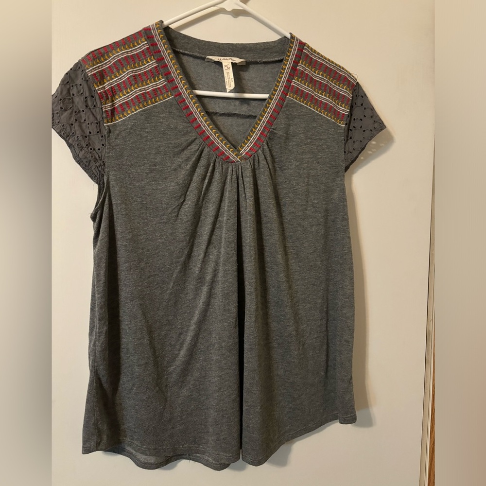 Matilda Jane Charcoal Top with Vibrant Embroidery